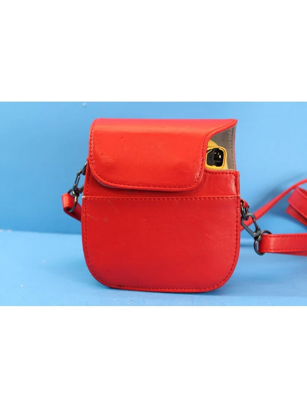 Fujifilm Instax Minion Mini 8 Instant Camera Red Faux Leather Case-Collectors
